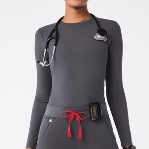 Figs Dark Gray Ribbed Longsleeve Underscrub